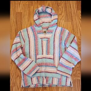 Earth Rags pink multi color drug rug hoodie. EUC. Women's small. TTS